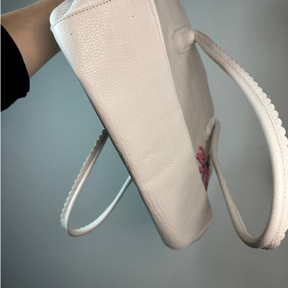 Vintage Cecconi Piero Leather Hand Painted Floral White Pebble Shoulder Bag - Picture 12 of 14